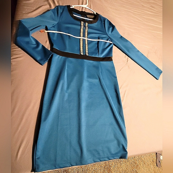 Kardashian Kollection Long Sleeve Beaded Bright Blue Bodycon Dress in XL - Picture 4 of 8